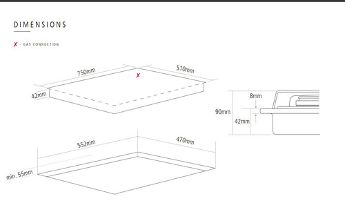 Caple C944G - Black 5 Zone Gas Hob