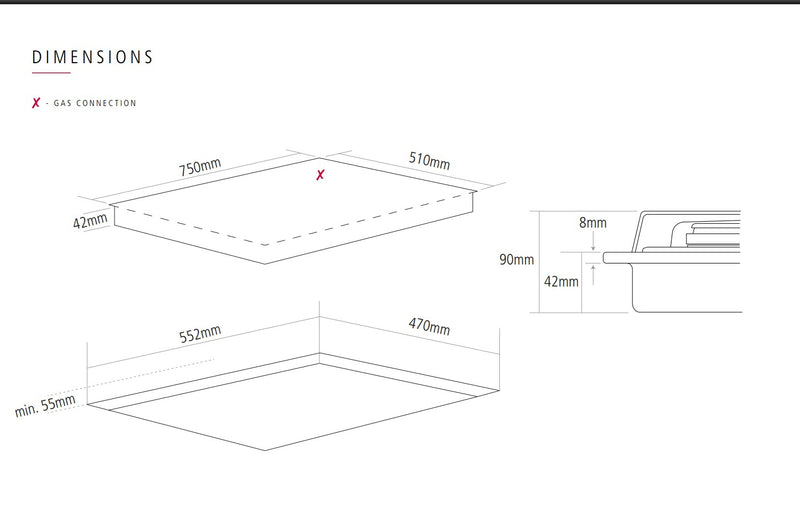 Caple C944G - Black 5 Zone Gas Hob