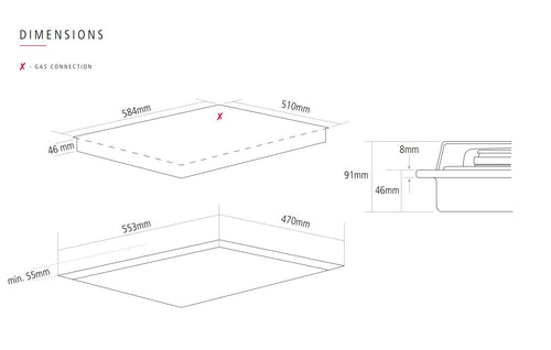 Caple C786G - Black 4 Zone Gas Hob