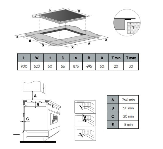 Cata CATIND90HF - Black 90cm Induction Hob - 6 Zone Flex