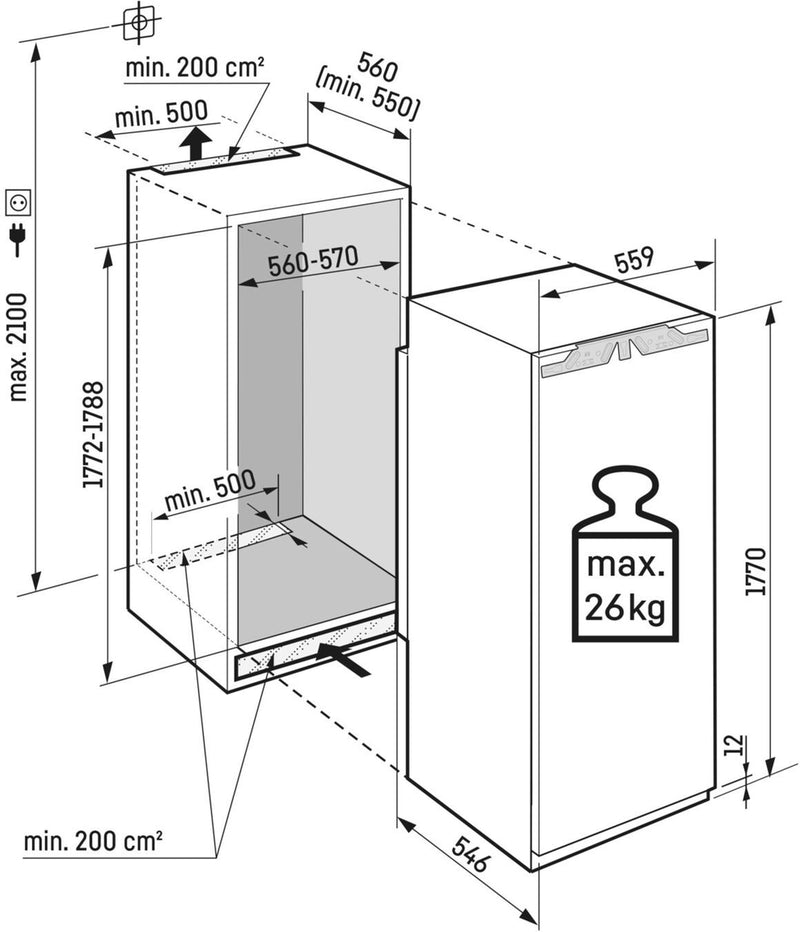 Liebherr IRBBSCI5171 (CX) - Fully Integrated 250L Fridge - Fixed Hinge - 33 dB