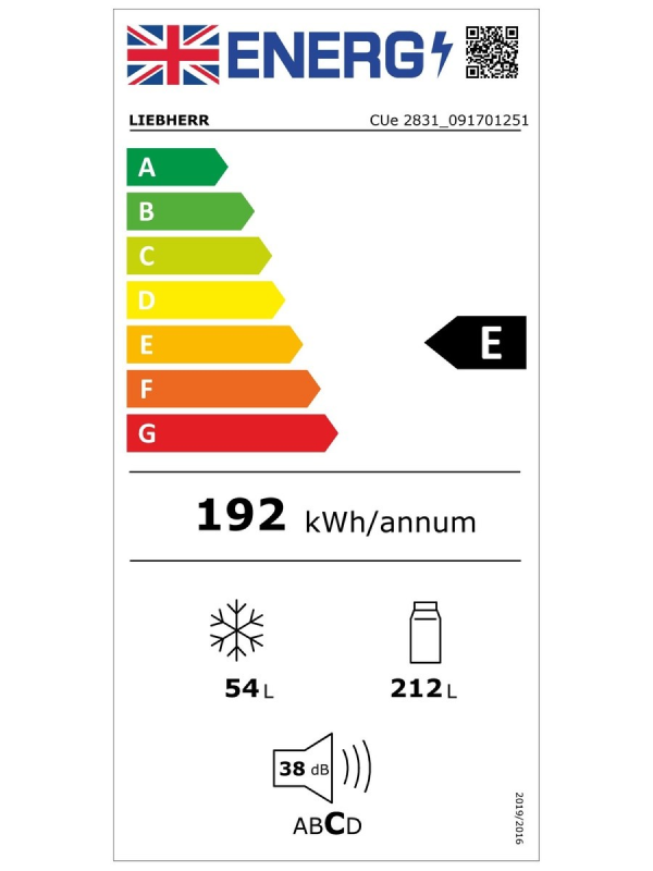 Liebherr CUE2831 - White Freestanding 70/30 Fridge Freezer - E energy