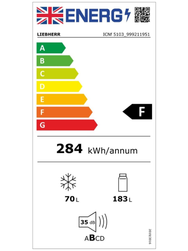 Liebherr ICNf5103 - White Integrated Frost Free Fridge Freezer - F energy