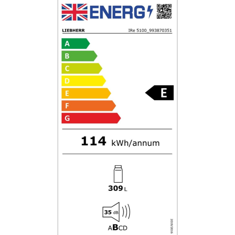 Liebherr IRe5100 - White Integrated Auto Defrost Fridge - E energy