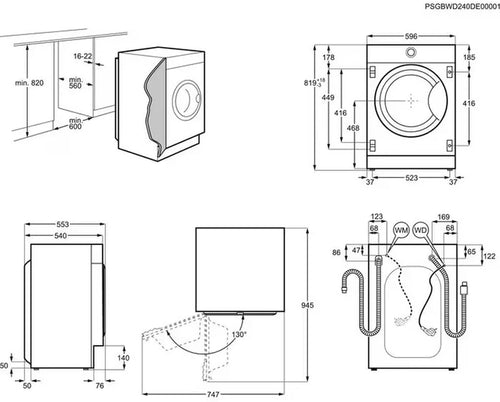 AEG LX6WG74634BI - Integrated 7KG/4KG Washer Dryer - 1600 RPM - B/D energy
