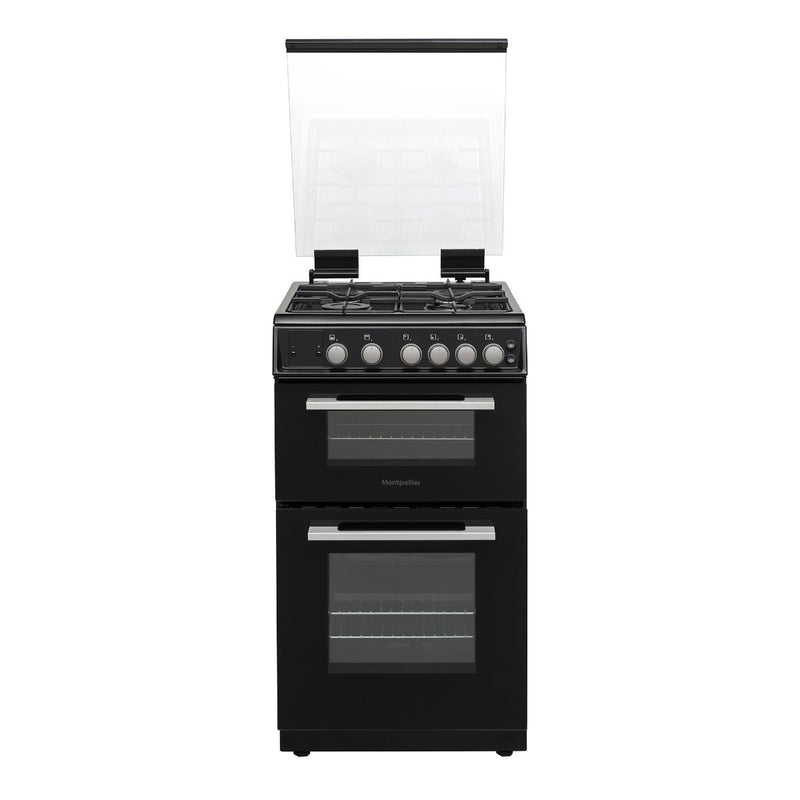 Montpellier MDOG50LK - Black 4 Zone Gas Cooker - Catalytic cleaning - A/A+ energy - Display