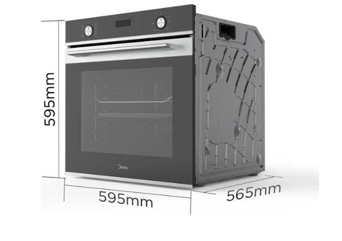 Midea MBO7NM30D0-SS - Stainless Steel Single Oven - 72L Capacity - A Rated - Display