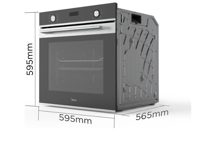 Midea MBO7NM30D0-SS - Stainless Steel Single Oven - 72L Capacity - A Rated - Display