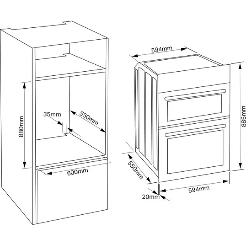 Montpellier DO3570IB - Stainless steel Built in Electric Double Oven - A/A energy