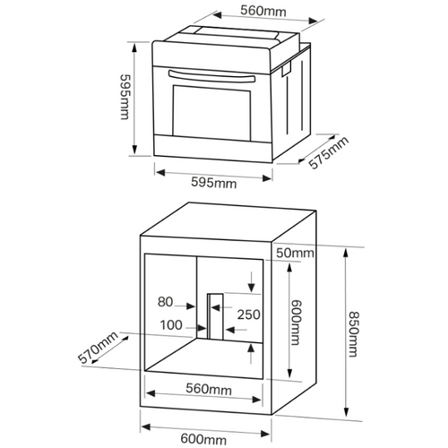 Montpellier SFO65MX - Stainless steel Built in Electric Single Oven