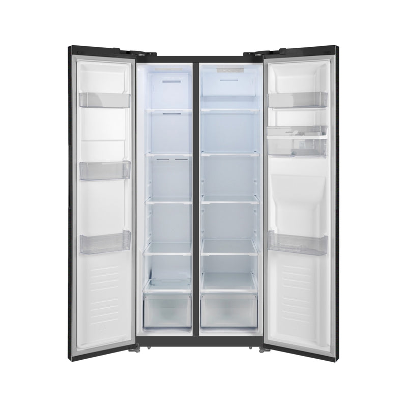 Fridgemaster MS83430BFF - Black American Fridge Freezer - 440L - F Energy