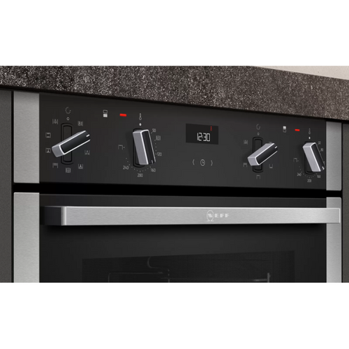 Neff J1ACE2HN0B - Stainless steel Built under Electric Double Oven - A/B energy - Display