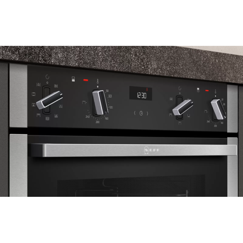 Neff J1ACE2HN0B - Stainless steel Built under Electric Double Oven - A/B energy - Display