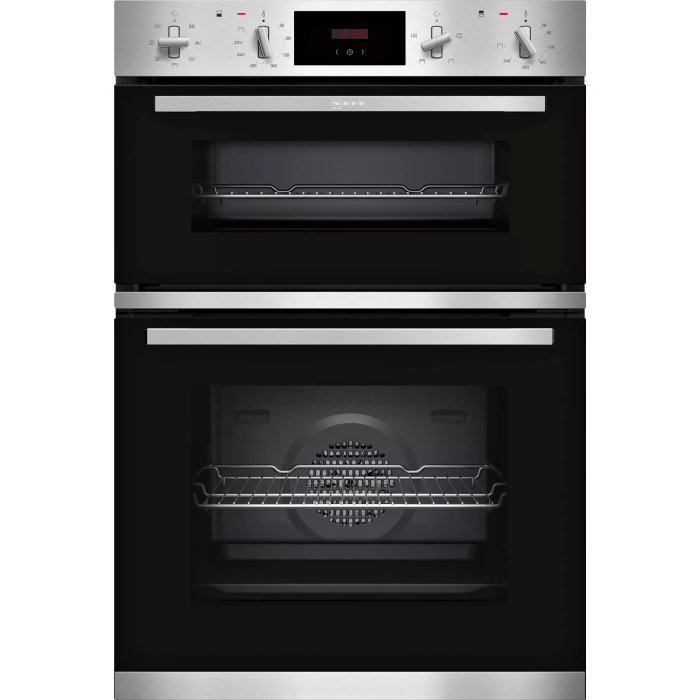 Neff U1GCC0AN0B - Black & Steel Built in Electric Double Oven - A energy