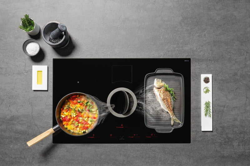 Elica NT-SWH-EVO-BL - Black 83cm Venting Hob - 4 Cooking Zones - A++ Energy