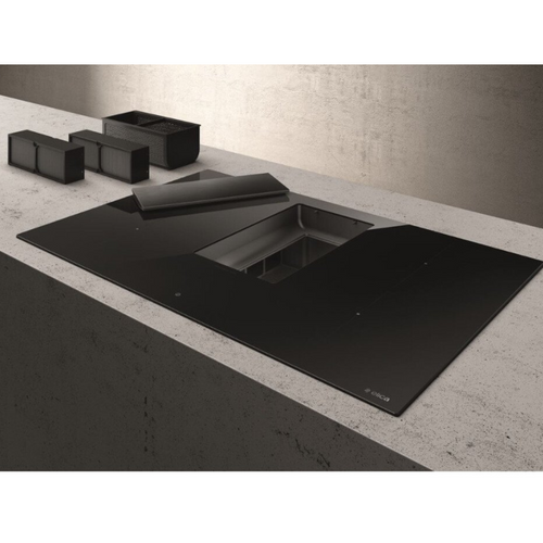 Elica NT-ALPHA-BA 78cm Vented Induction Hob, NT-ALPHA-B-80BA Ducted/Recirculating Ventilation, Black, A Rated