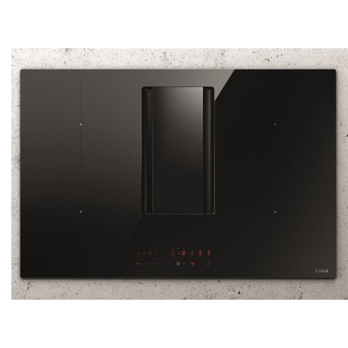 Elica NT-ALPHA-BA 78cm Vented Induction Hob, NT-ALPHA-B-80BA Ducted/Recirculating Ventilation, Black, A Rated