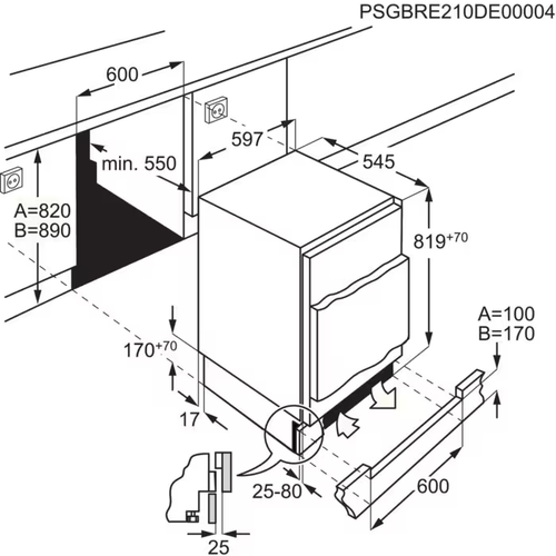AEG OAB6I82EF - Built Under Freezer with Fixed Hinge  - E energy