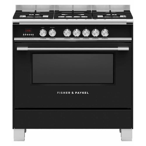 FisherPaykel OR90SCG4B1 - Black 5 Zone Dual Fuel Cooker - A energy