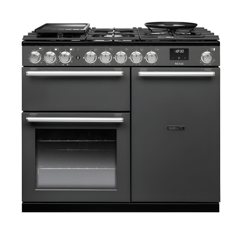 Rangemaster Nexus 100 NEX100DFPSLT/CM1 - Slate Dual Fuel Range Cooker - 5 Cooking Zones - A Energy