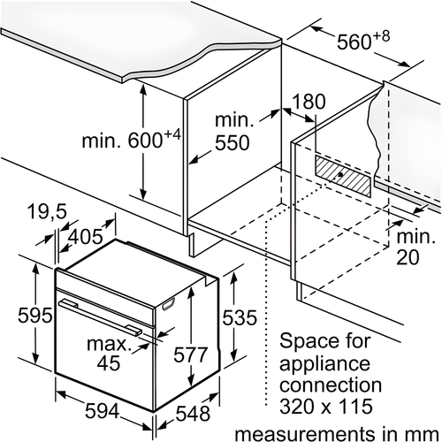 Bosch HMG7764B1B - Black Built in Electric Single Oven with Microwave