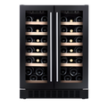 CDA CFWC624BL - Black 38 Bottle Double Door Wine Cooler - Freestanding/Under Counter - G Energy Rating