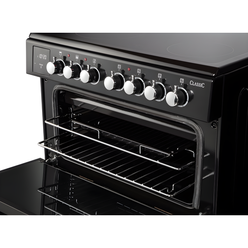 Rangemaster CLA60ECBL/C - Black Ceramic Electric Cooker - 69/39L Capacity - A Energy Rating