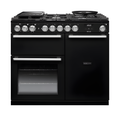 Rangemaster NEX100DFPGBL/CM1 - Gloss Black 100cm Dual Fuel Range Cooker - 5 Zone Gas Hob - A Energy