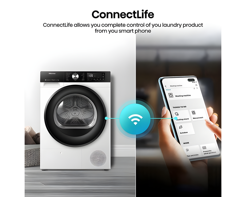 Hisense DH3S902BWCC - White 9KG Tumble Dryer - Heat Pump - A++ Energy