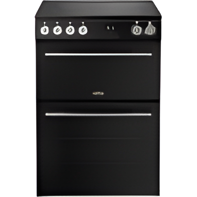 Belling FSA VISION 60E BSS 444412050 - Black & Silver Steel Freestanding Electric Ceramic Cooker - 99L Double Oven - A Energy