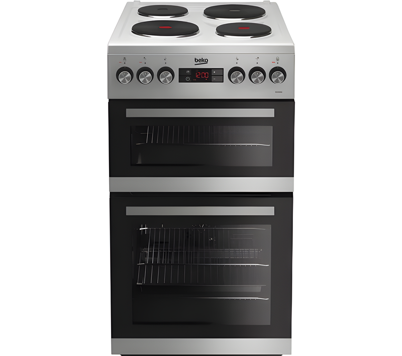 BEKO KDV555AS - Silver 50cm Freestanding Electric Solid Plate Cooker - Dual Oven - A Energy