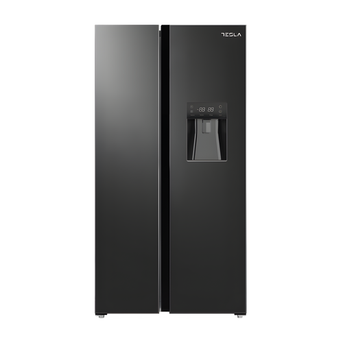 Tesla T582SBSB - Black American Fridge Freezer - 582L - E Energy Rating