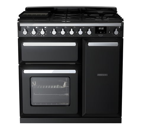 Rangemaster ESDL90DFPGBL/CM1 Estel Deluxe 90cm Dual Fuel Black/Chrome