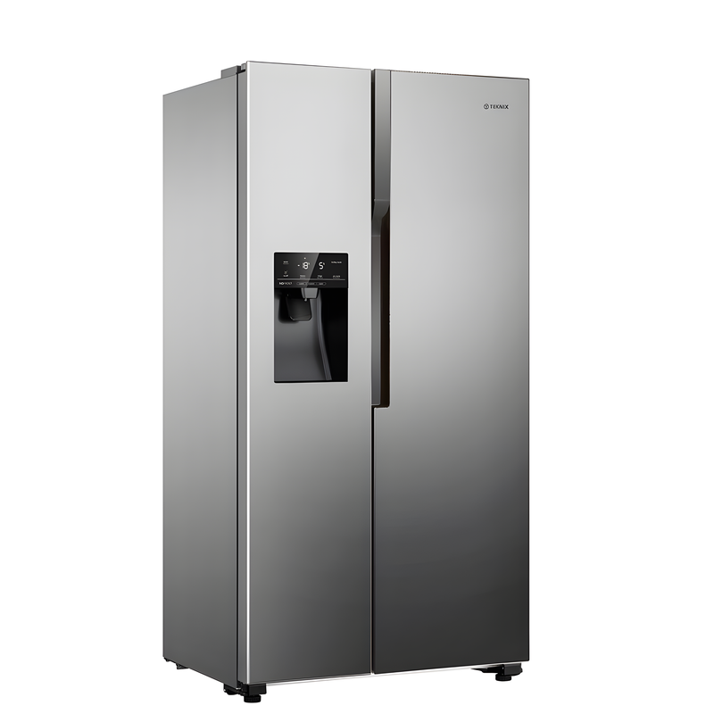 Teknix THSBS1791PLUX Stainless Steel 2 Door Side by Side Fridge Freezer - E rated Plumbed ice+water