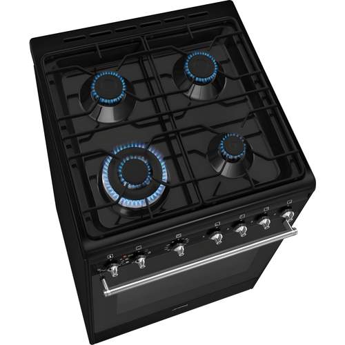 Smeg CX61GMBL Concert - Black Dual Fuel Cooker with Single Oven - 4 Gas Burners - 70L Capacity - A Energy Rating