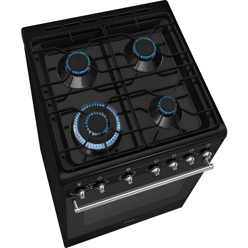 Smeg CX61GMBL Concert - Black Dual Fuel Cooker with Single Oven - 4 Gas Burners - 70L Capacity - A Energy Rating