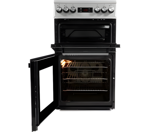 BEKO KDV555AS - Silver 50cm Freestanding Electric Solid Plate Cooker - Dual Oven - A Energy