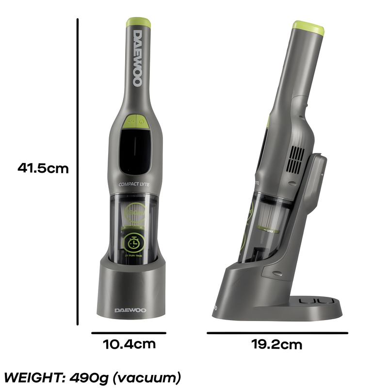 Daewoo FLR00158GE - 7.4V Compact Lyte Cordless Handheld Vacuum Cleaner - 25min Runtime