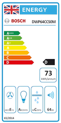 Bosch DWP64CC50M - Stainless Steel 60cm Wall Mount Vent Hood - 64 dB - D energy