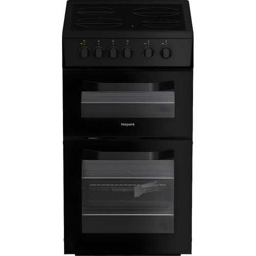 Hotpoint HTE5VCB - Black 50cm Electric Cooker - Ceramic Hob - A Energy