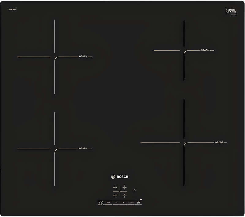 Bosch PUE611BF1B - Black 59cm Electric Induction Hob - 4 Zones - 13amp Plug In