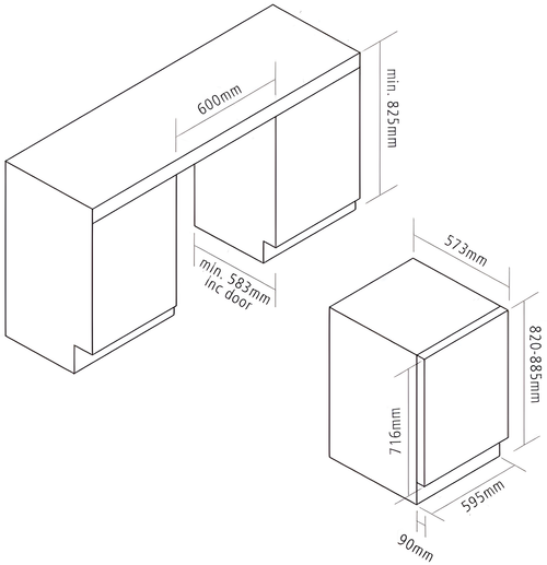 Caple WI6155BG - Black Wine Cooler - 44 Bottles - F Rated