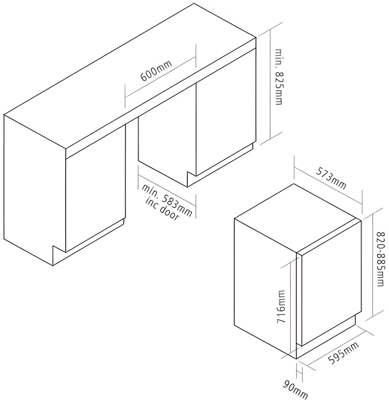 Caple WI6155BG - Black Wine Cooler - 44 Bottles - F Rated