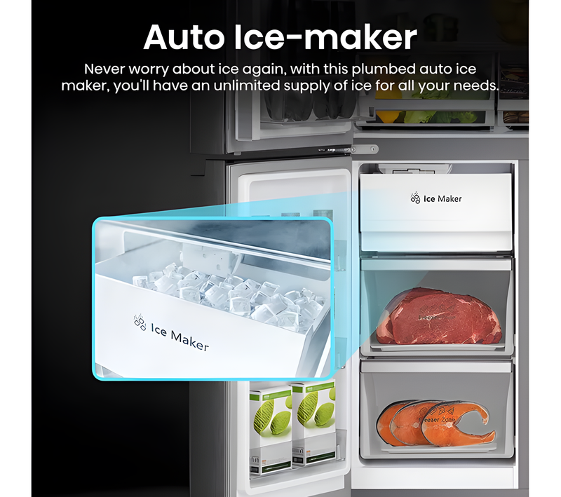 HISENSE RQ5X560SFLEF - Black American Fridge Freezer - 608L Capacity - E Energy Rating