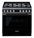 Smeg CPF9GPBL - Black 6 Zone Dual Fuel Cooker - A+ energy