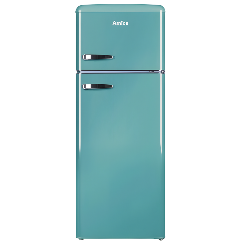 Amica FDR2213DB - Blue Fridge Freezer - 208L Top Mount Retro Style - E Energy