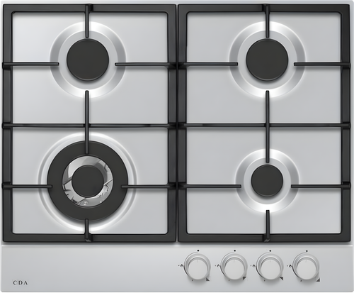CDA HPG6200SS - Stainless Steel 60cm 4 Burner Gas Hob - 2.8kW Wok Burner