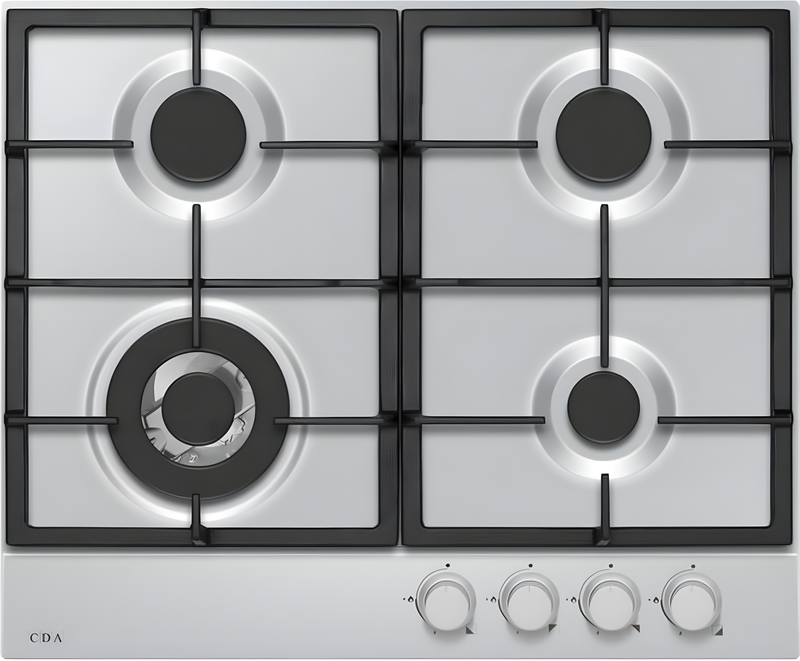 CDA HPG6200SS - Stainless Steel 60cm 4 Burner Gas Hob - 2.8kW Wok Burner