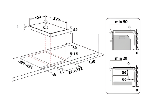 Indesit IRD 2030 B - Black 30cm Ceramic Hob - 2 Zones - Touch Controls