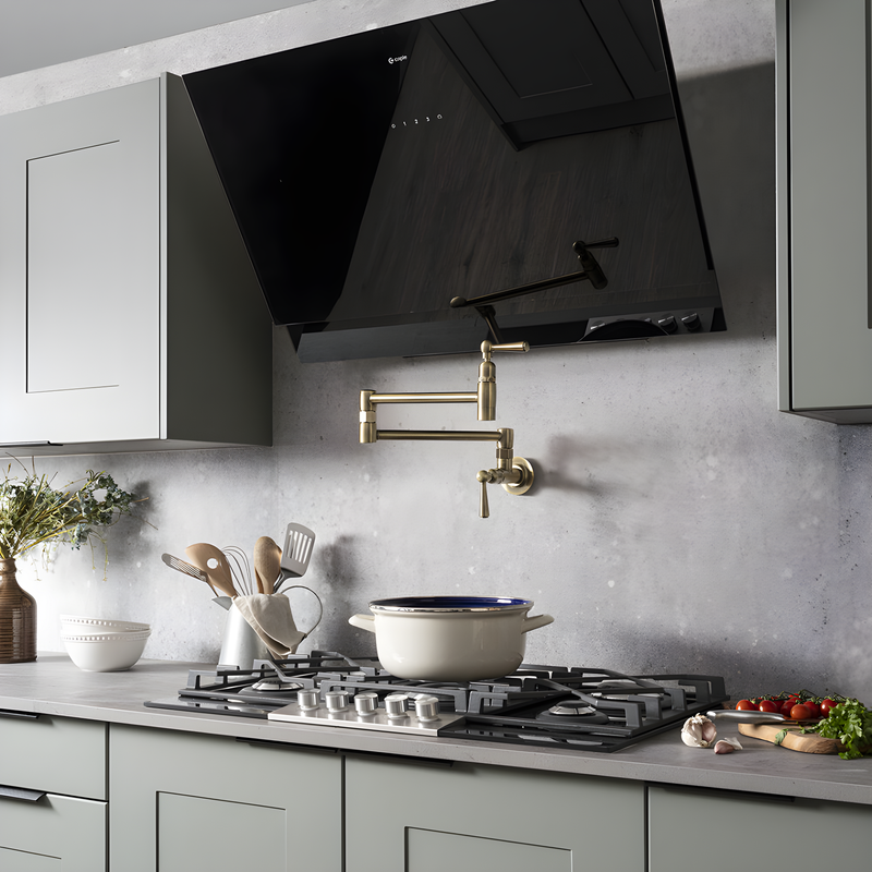 Caple ATA902 - Black Glass 90cm Chimney Cooker Hood - 648m³/h - A++ Energy